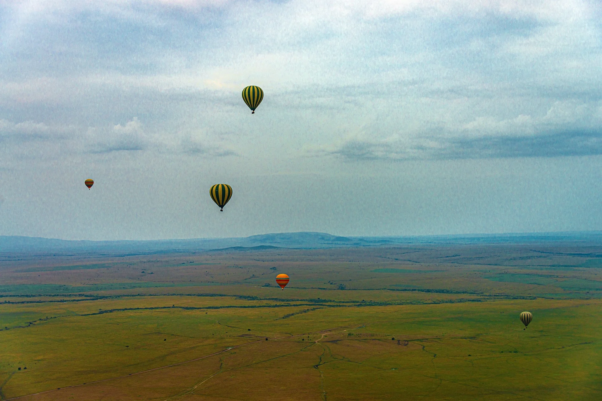 Montgolfières au-dessus des plaines du Maasai Mara